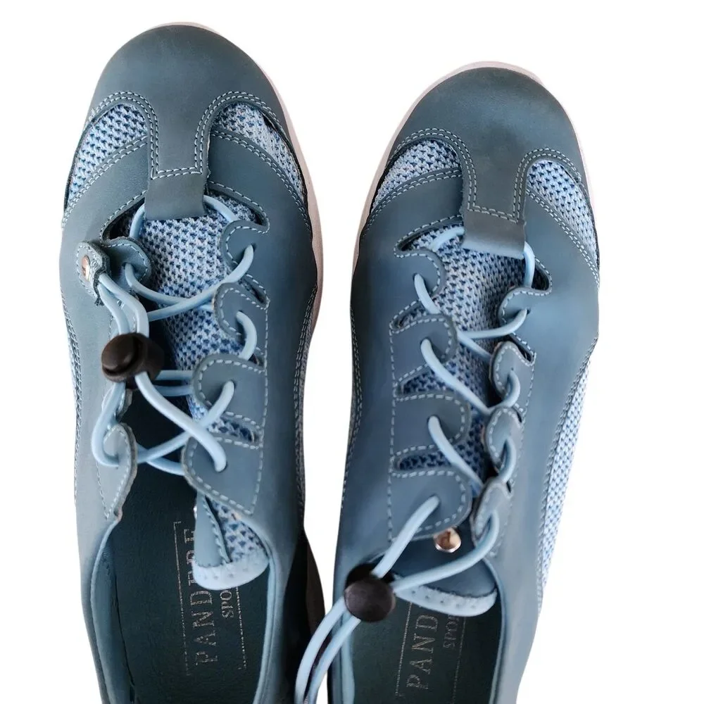 Pandere Barista Blue Leather Comfort Shoes Women’s 10 W Adjustable Swollen Feet